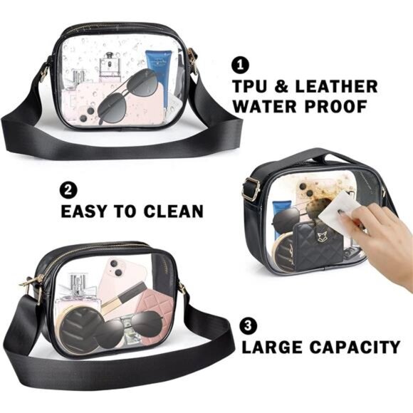 Clear Crossbody Bag, Stadium Approved Clear Purse Bag for Concerts Sports - Picture 5 of 7